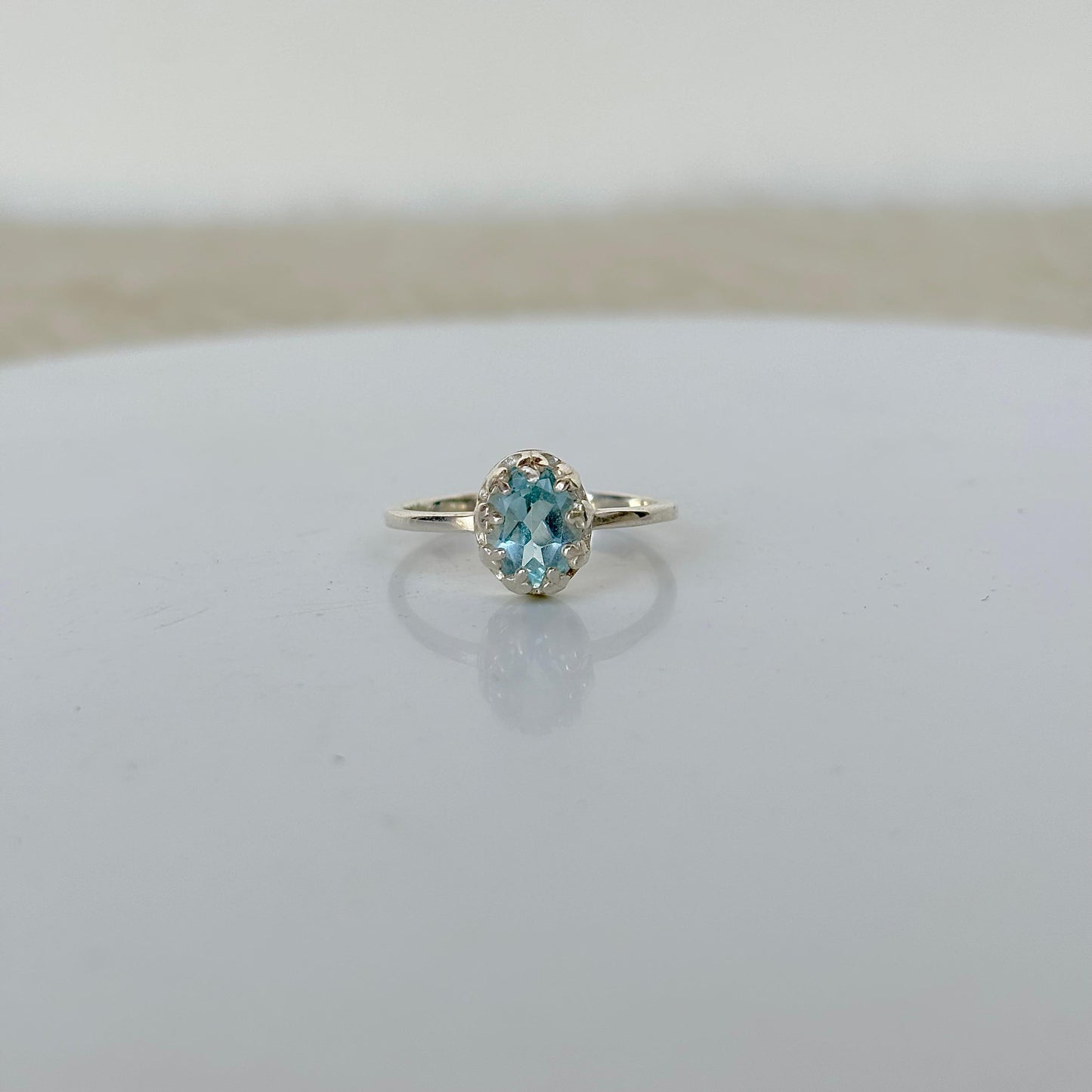 925 Pure Silver Natural Blue Topaz Ring