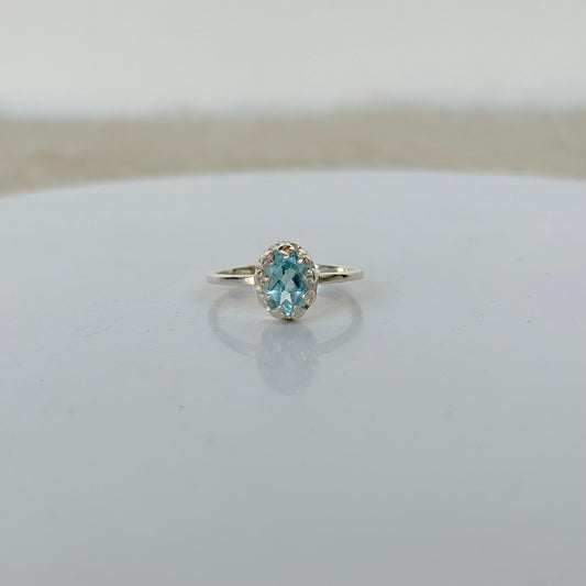 925 Pure Silver Natural Blue Topaz Ring