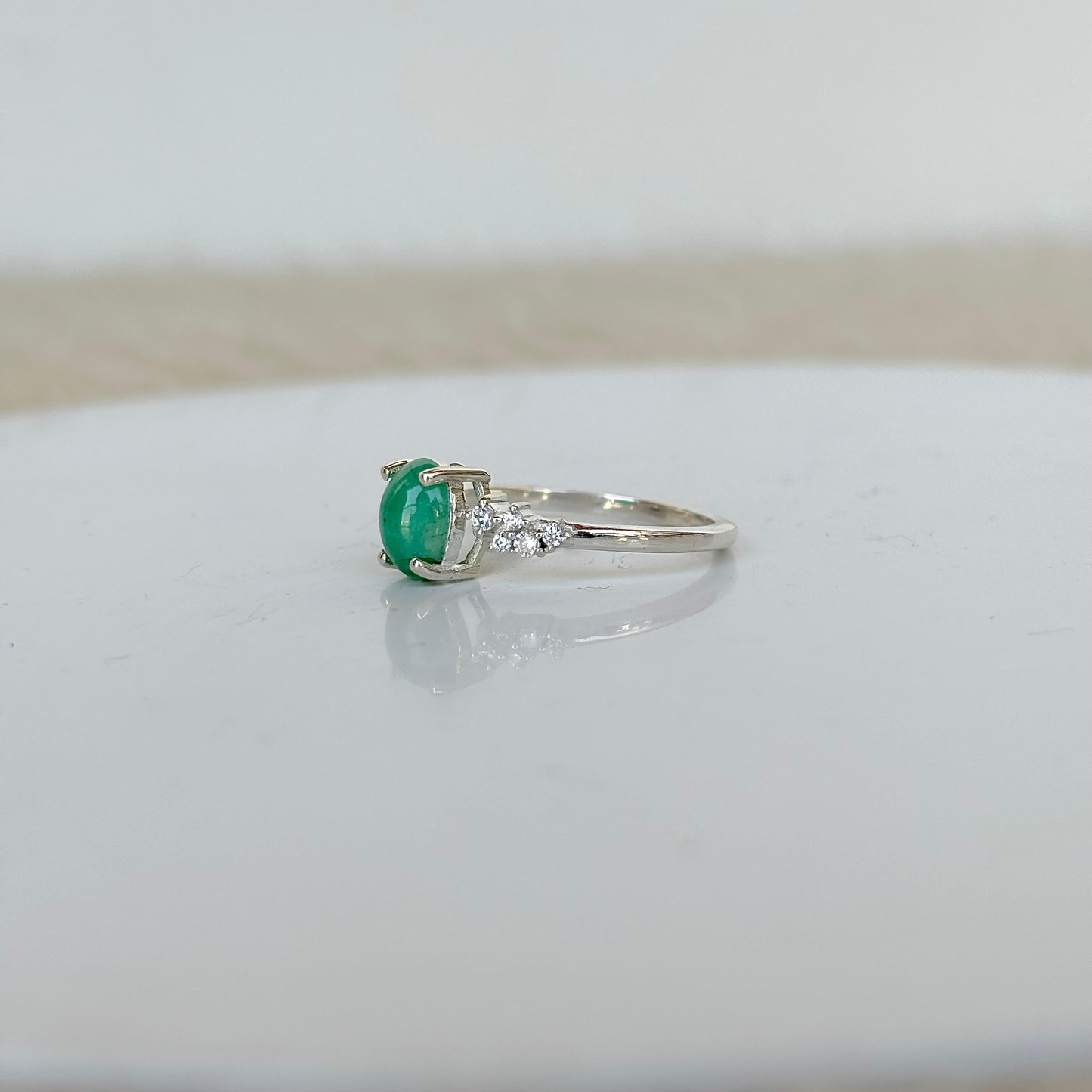 925 Pure Silver Natural Emerald Ring
