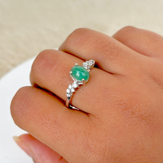Natural Emerald 925 Pure Silver Ring(Certified)