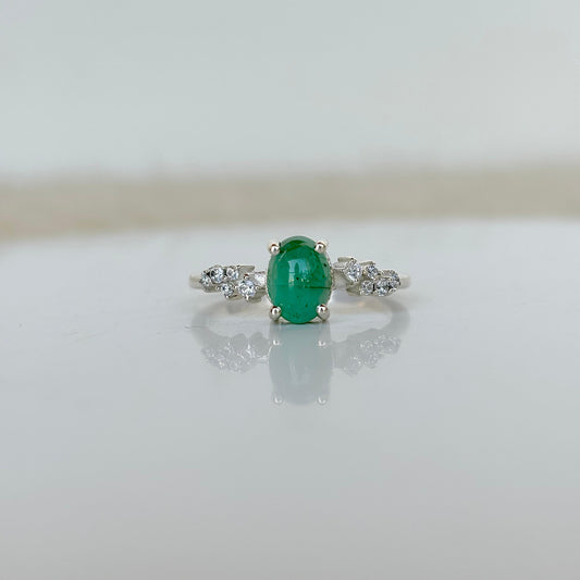925 Pure Silver Natural Emerald Ring