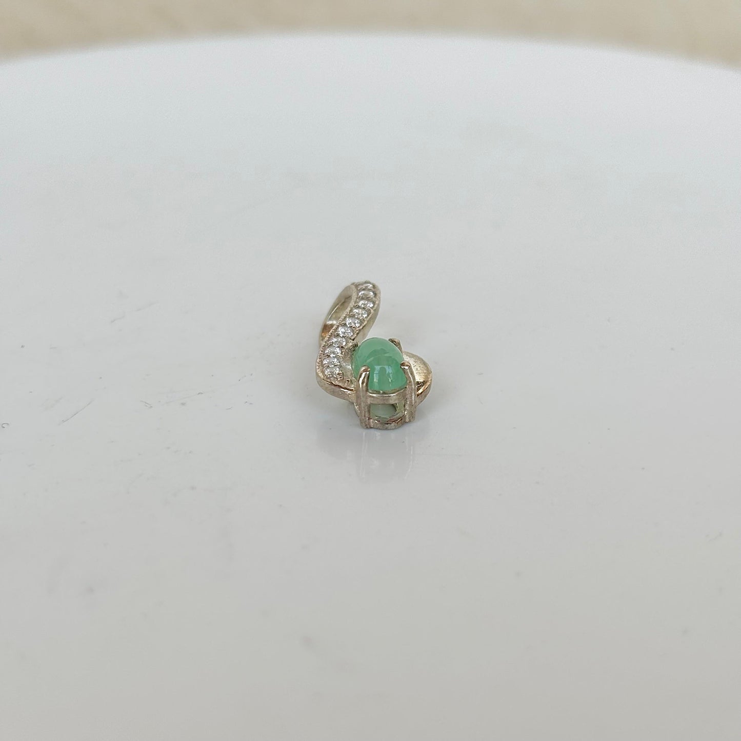 925 Pure Silver Natural Emerald Pendant Necklace