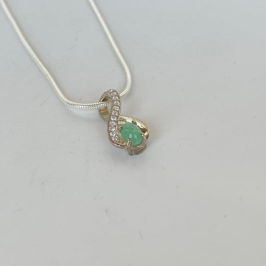 925 Pure Silver Natural Emerald Pendant Necklace