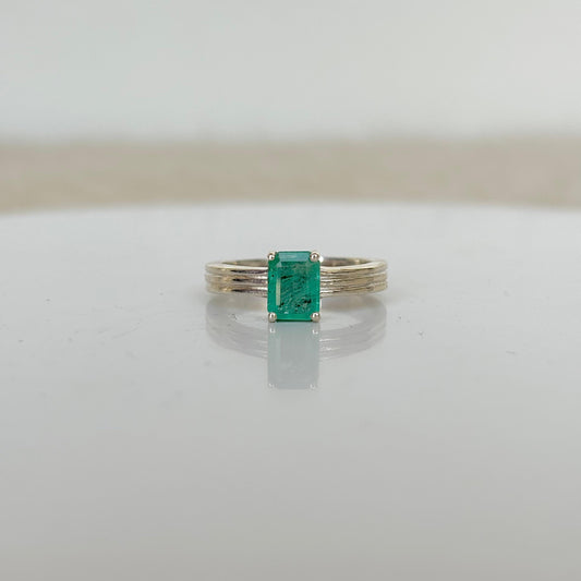925 Pure Silver Natural Emerald Ring
