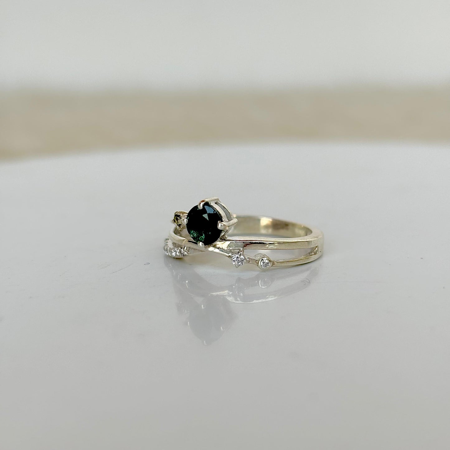 925 Pure Silver Natural Emerald Ring