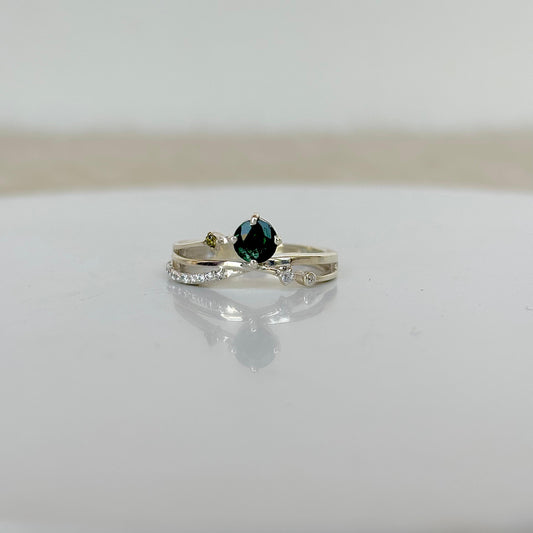 925 Pure Silver Natural Emerald Ring