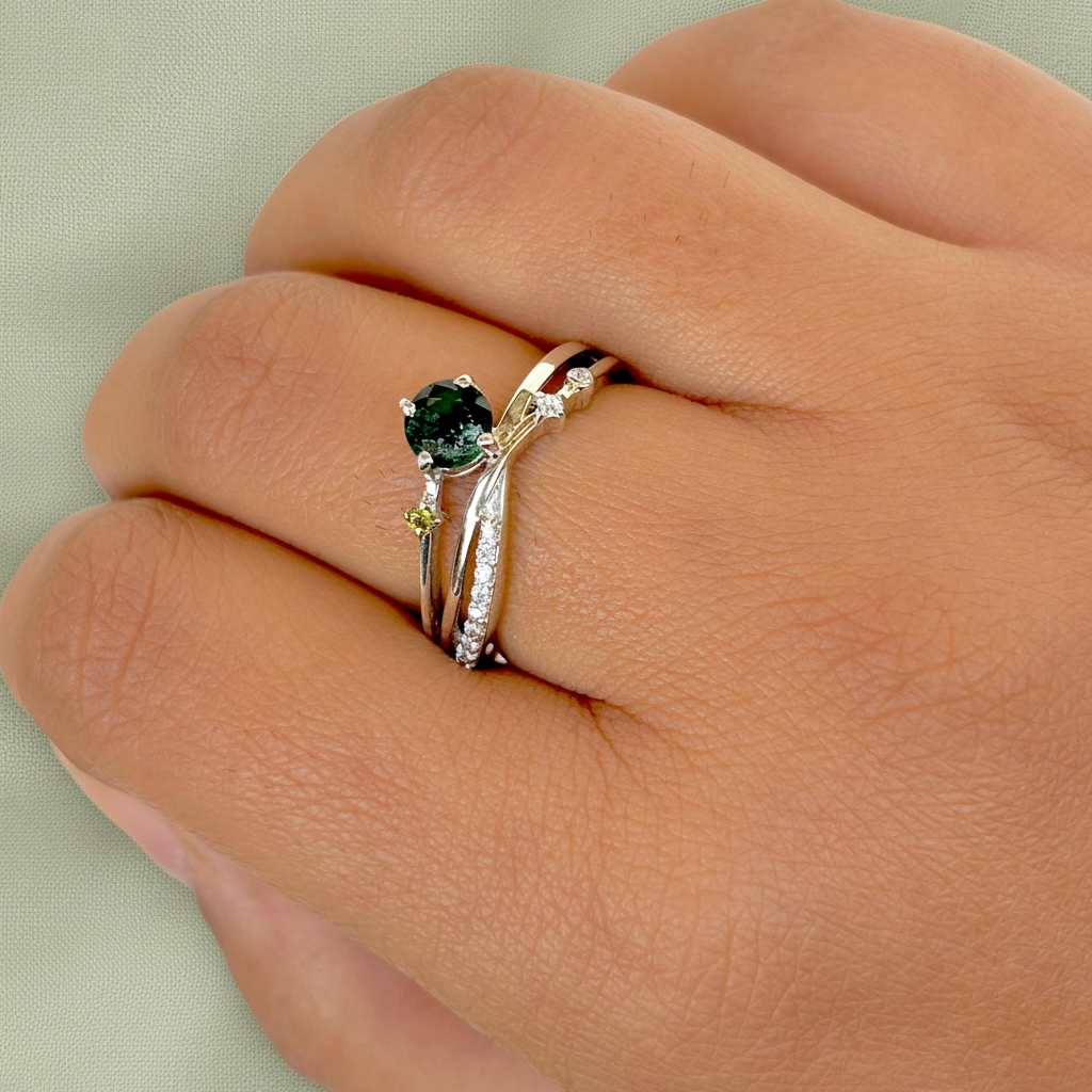 Natural Emerald 925 Pure Silver Ring(Certified)