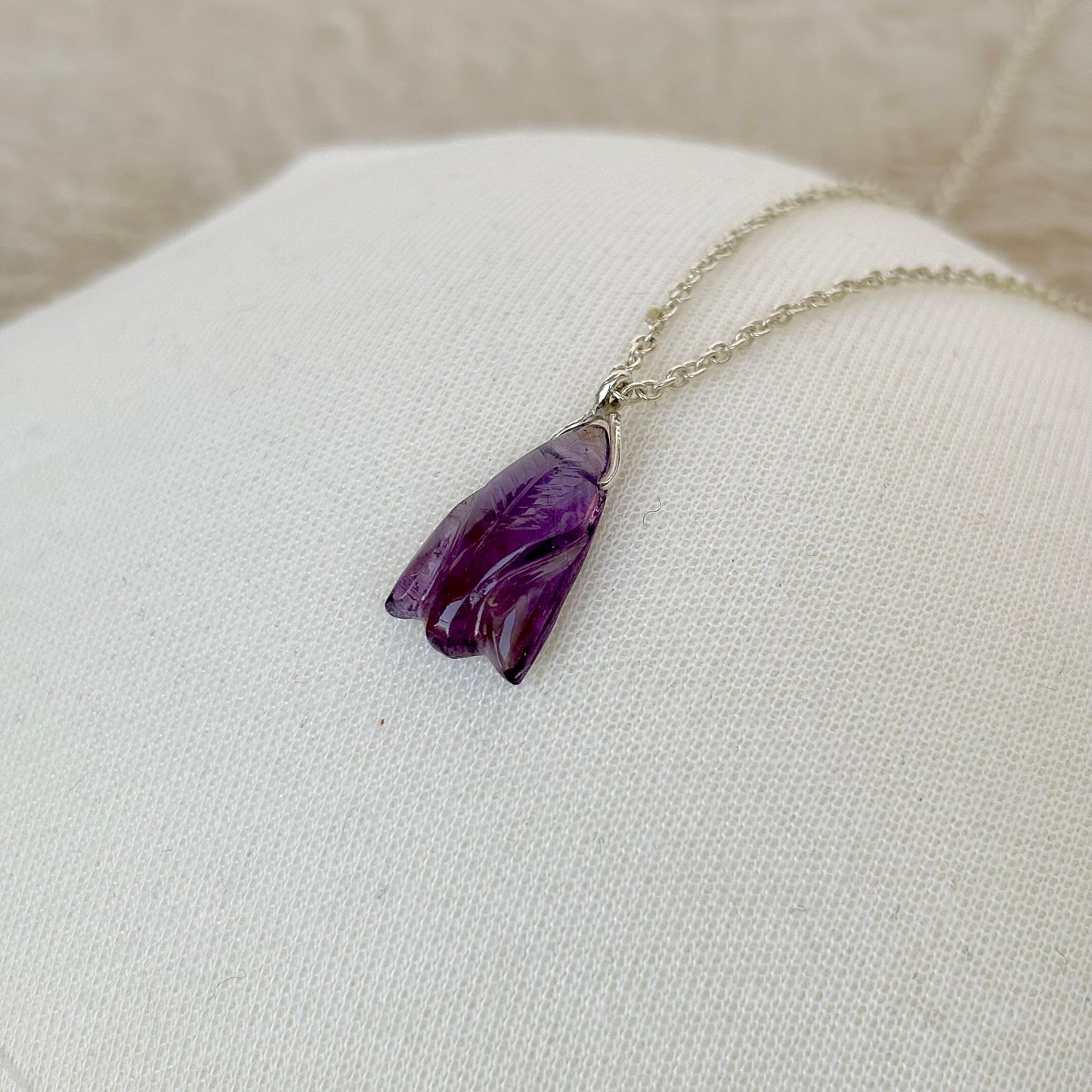 925 Pure Silver Natural Amethyst Pendant Necklace