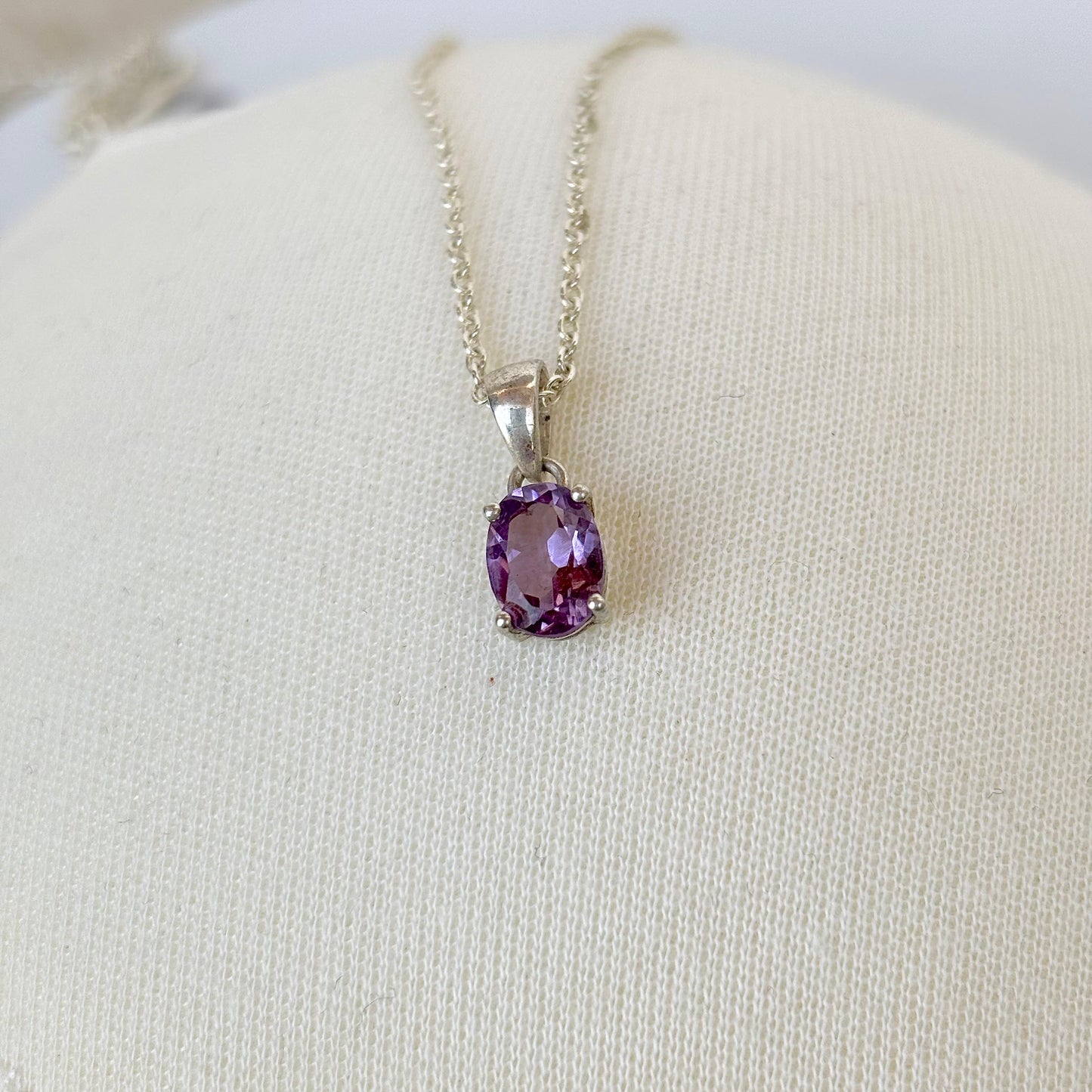 925 Pure Silver Natural Amethyst Pendant Necklace