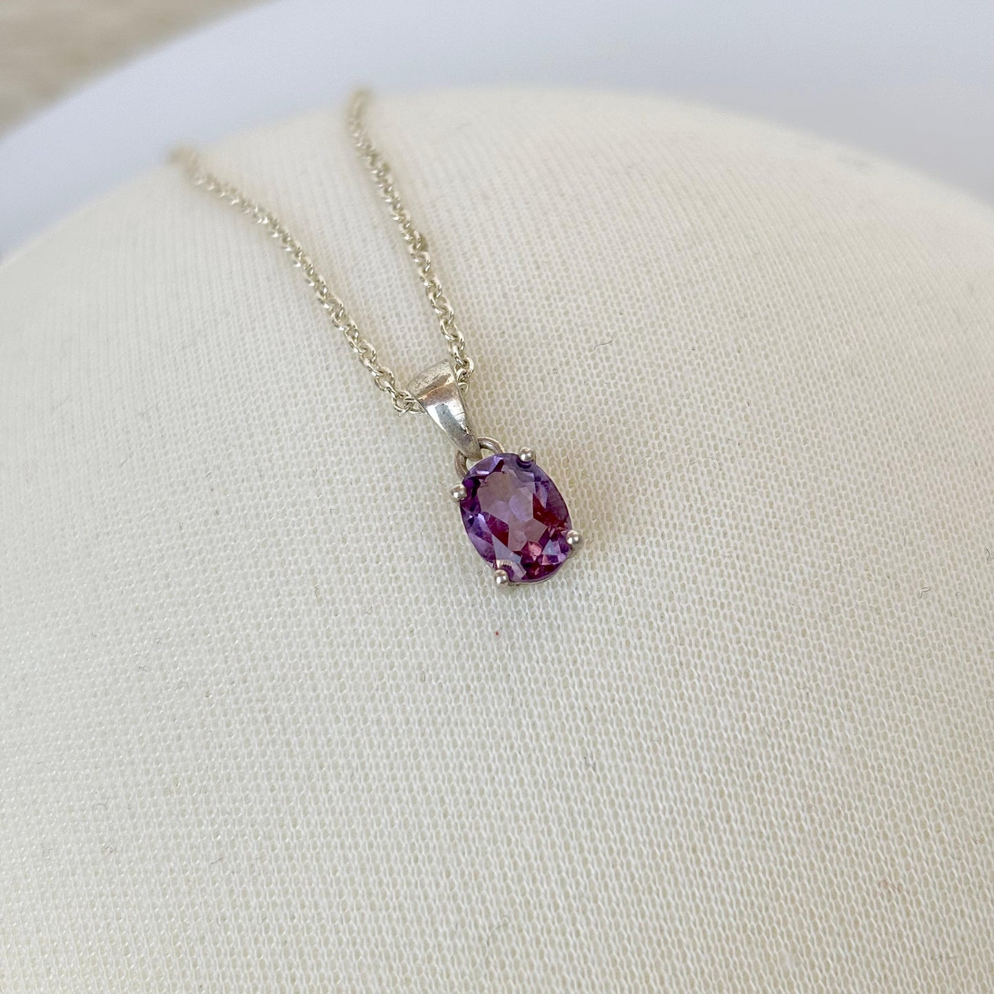 925 Pure Silver Natural Amethyst Pendant Necklace