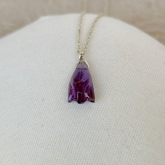 925 Pure Silver Natural Amethyst Pendant Necklace