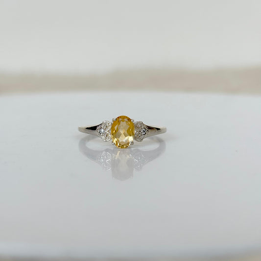 Natural Citrine 925 Pure Silver Oval Cut November Birthstone Ring