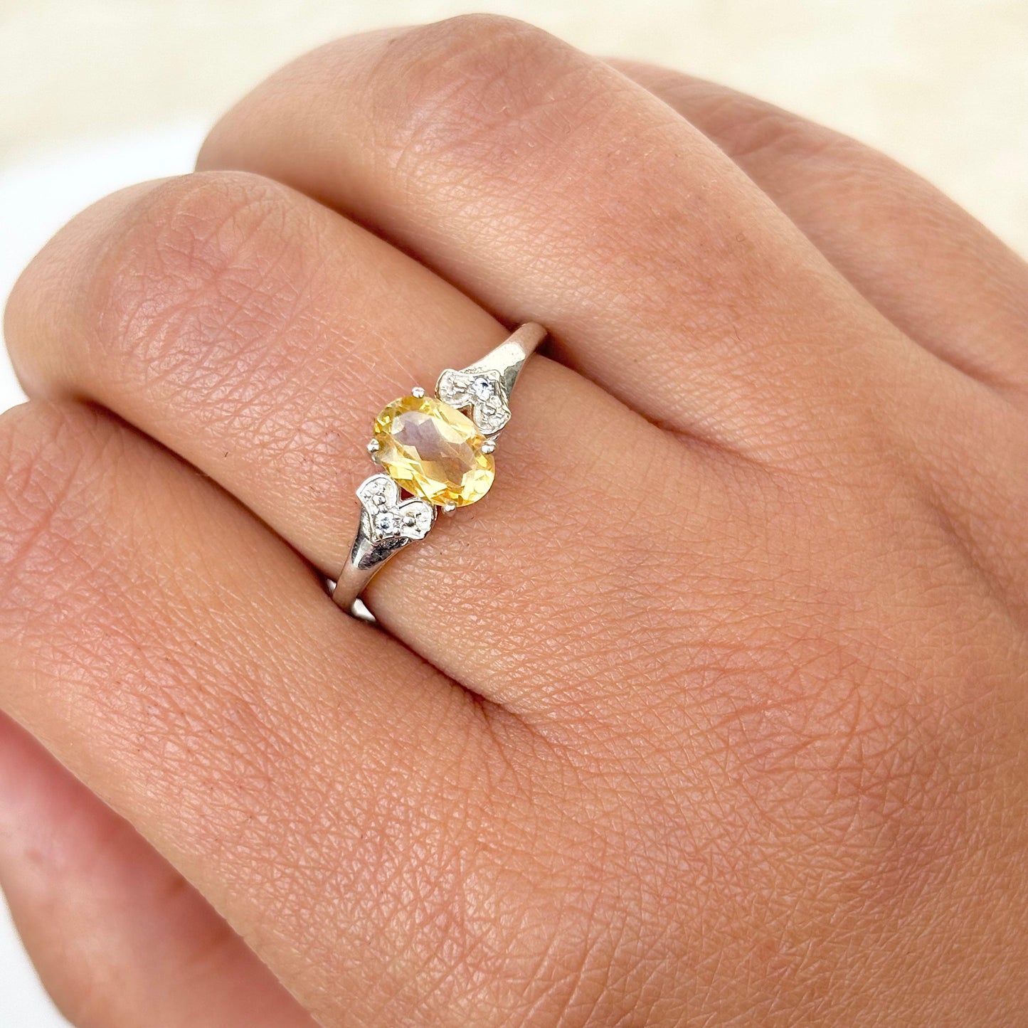 Natural Citrine 925 Pure Silver Oval Cut November Birthstone Ring