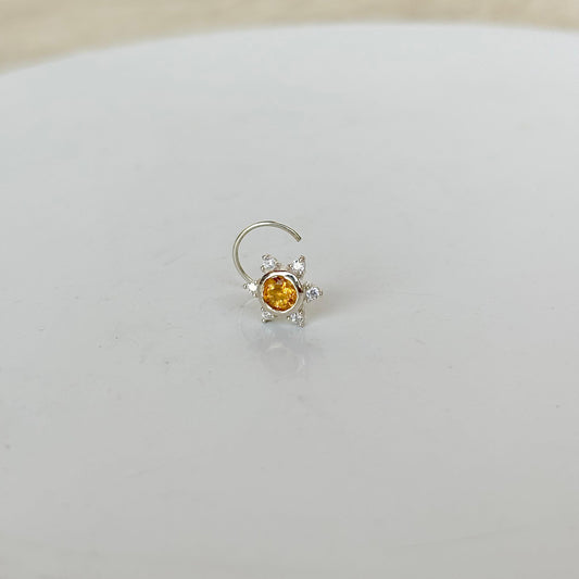 925 Pure Silver Natural Citrine Nose Pin