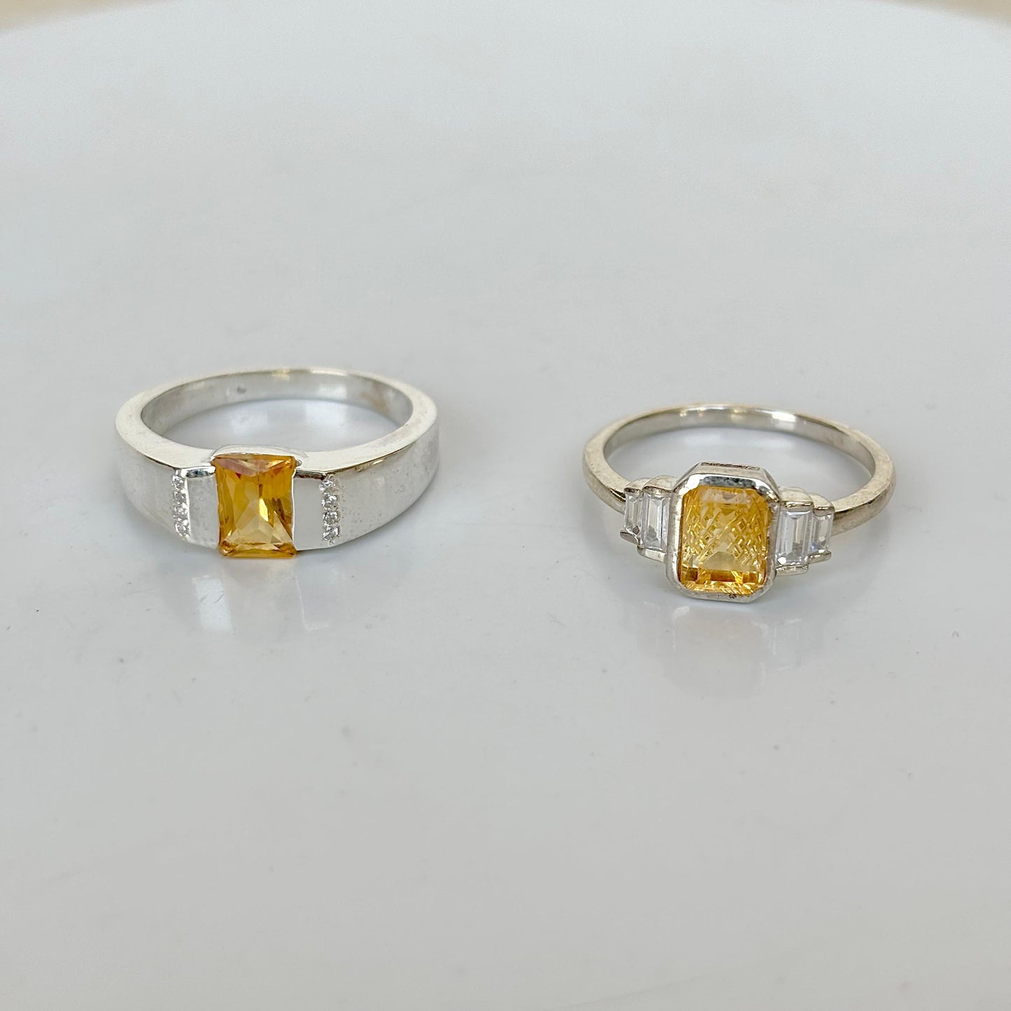 925 Pure Silver Natural Citrine Couple Rings