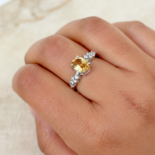 Natural Citrine 925 Pure Silver Ring (Certified)
