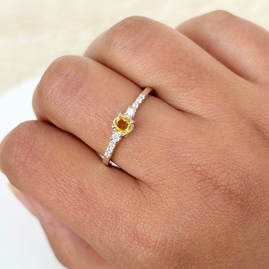 Natural Citrine 925 Pure Silver Ring (Certified )