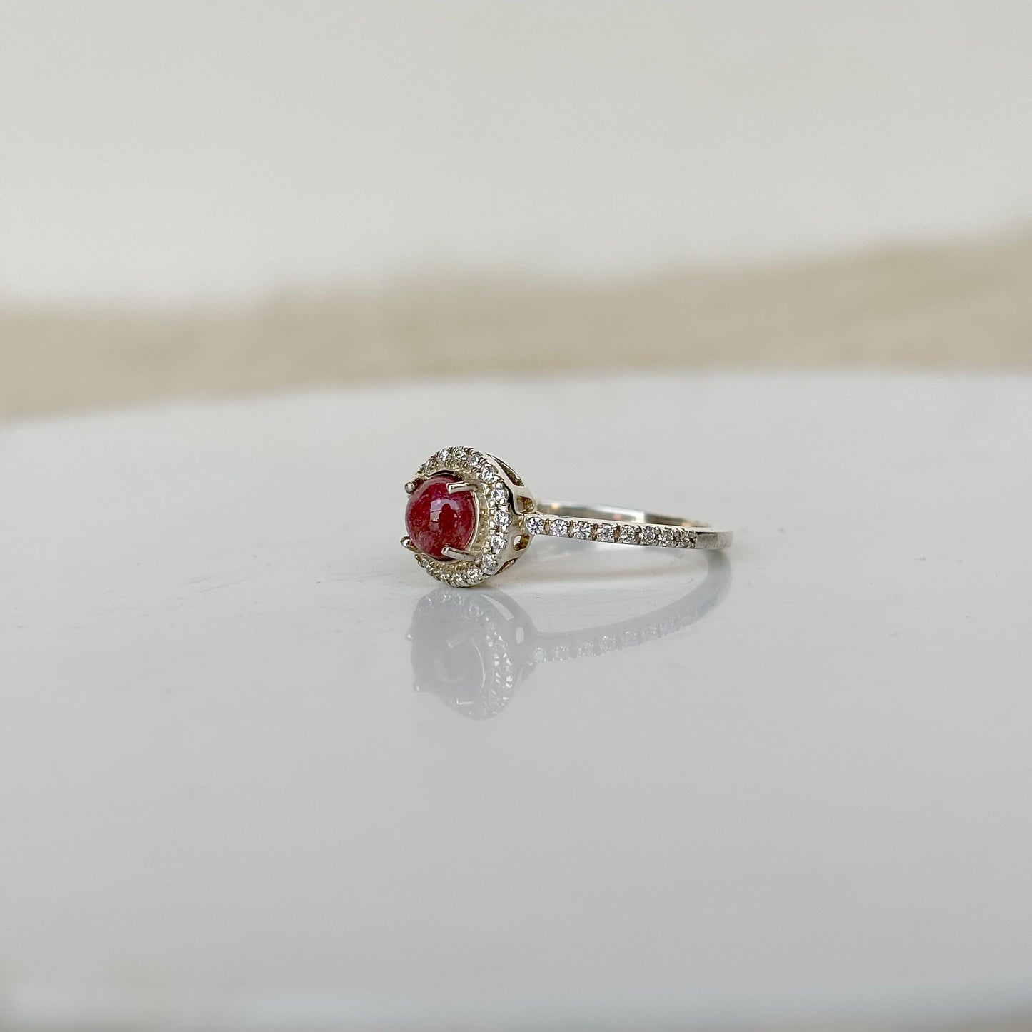 Natural Pink Tourmaline Gemstone 925 Pure Silver Ring