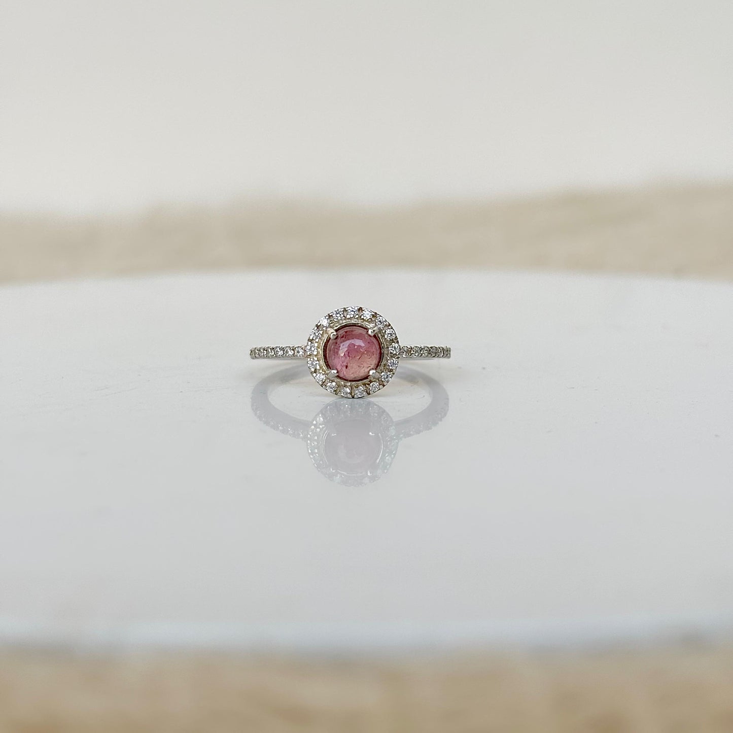 Natural Pink Tourmaline Gemstone 925 Pure Silver Ring