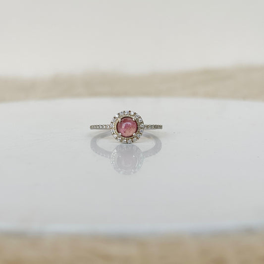 Natural Pink Tourmaline Gemstone 925 Pure Silver Ring