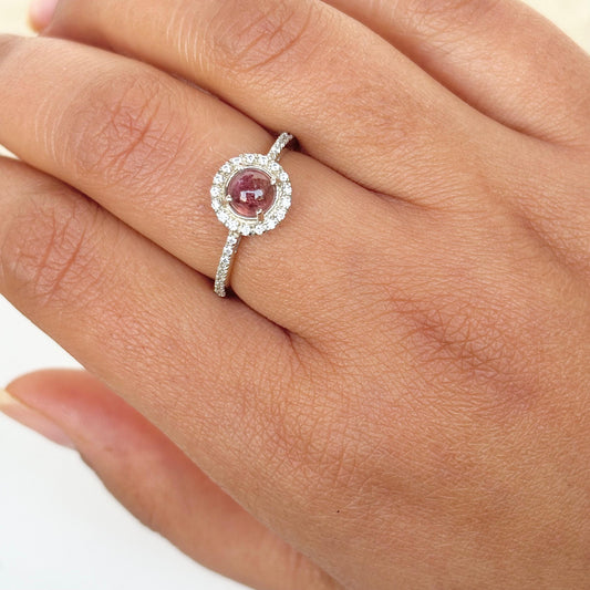 Natural Pink Tourmaline Gemstone 925 Pure Silver Ring (Certified)