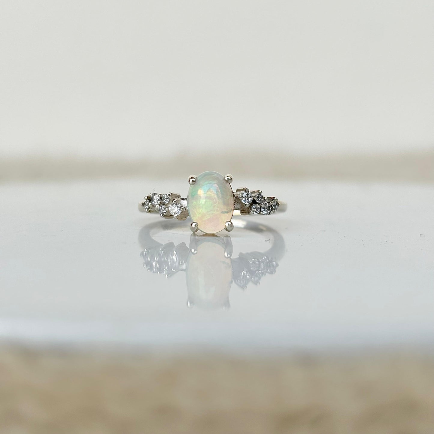 925 Pure Silver Natural Fire Opal Ring