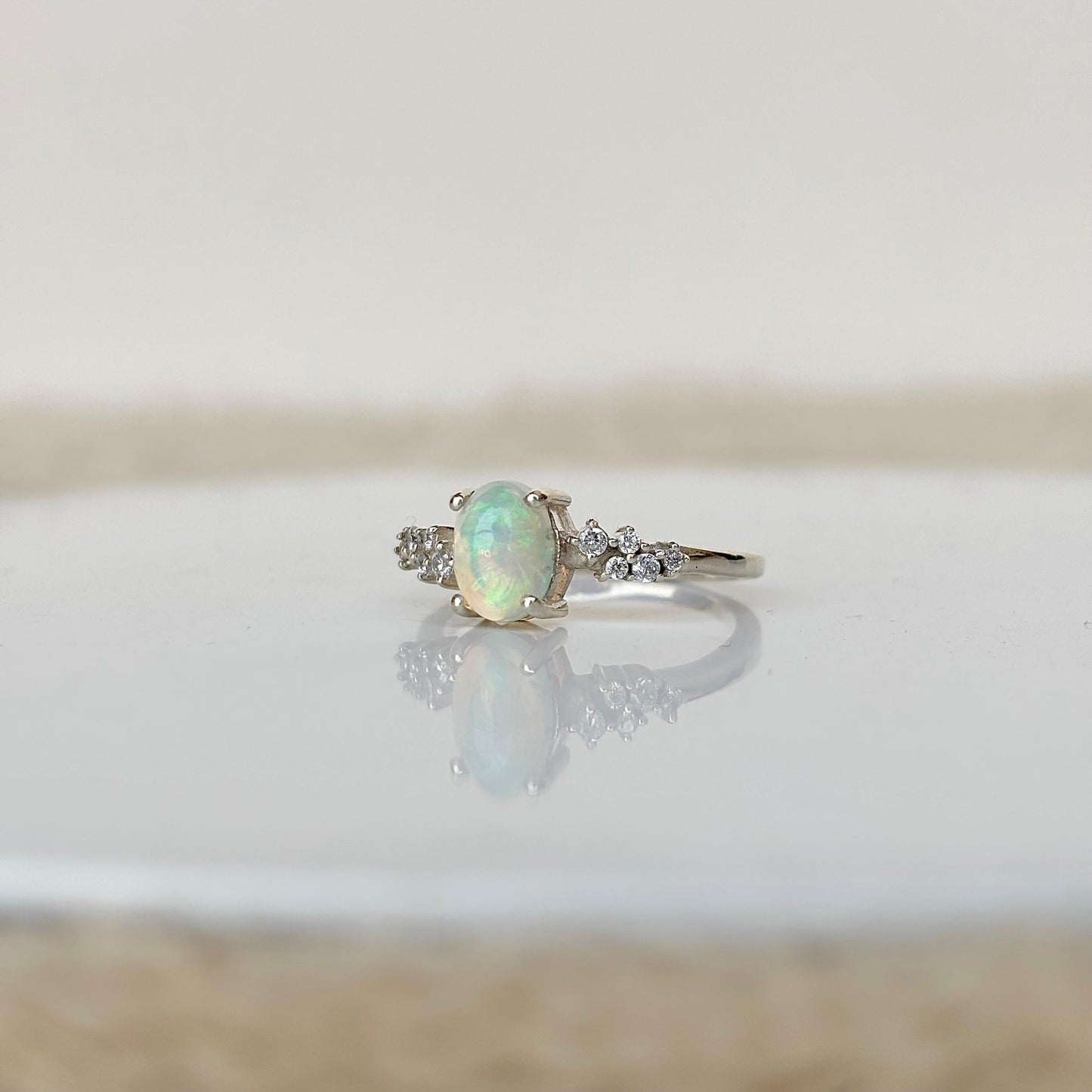 925 Pure Silver Natural Fire Opal Ring