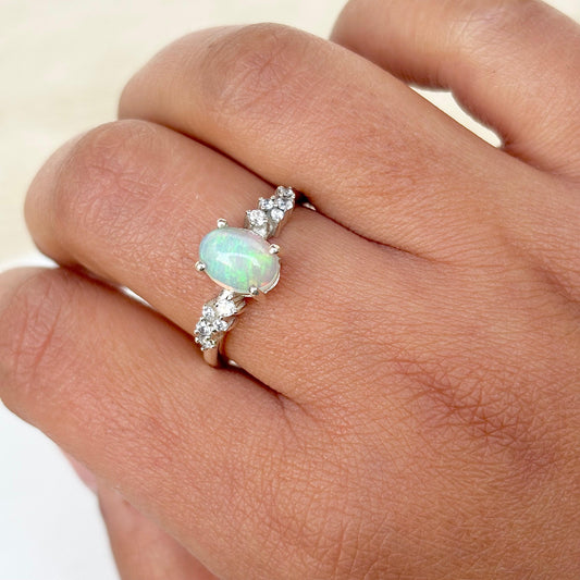 Natural Fire Opal 925 Pure Silver Ring (Certified)