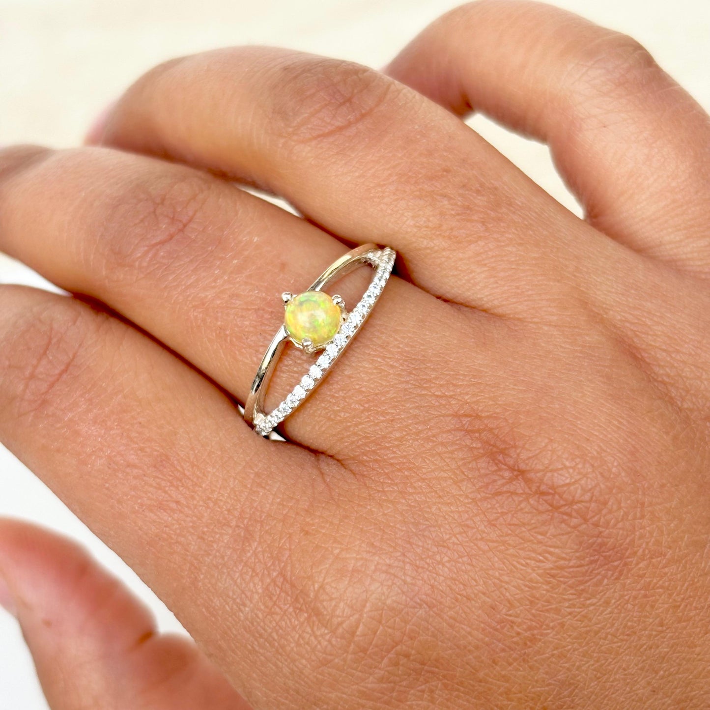 925 Pure Silver Natural Fire Opal Ring