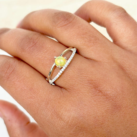 Natural Fire Opal 925 Pure Silver Ring (Certified)