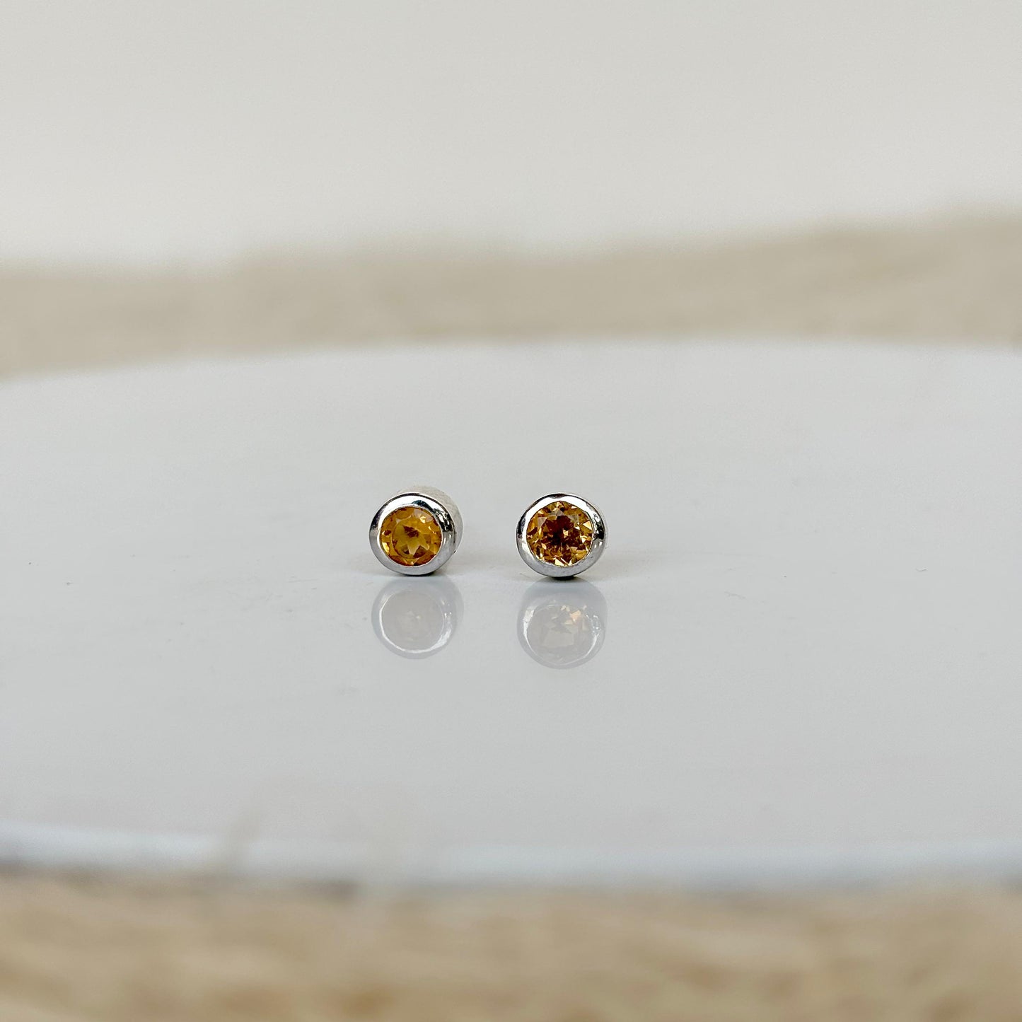 925 Pure Silver Natural Citrine Studs