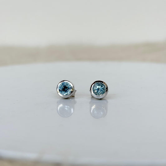 925 Pure Silver Natural Blue Topaz Studs