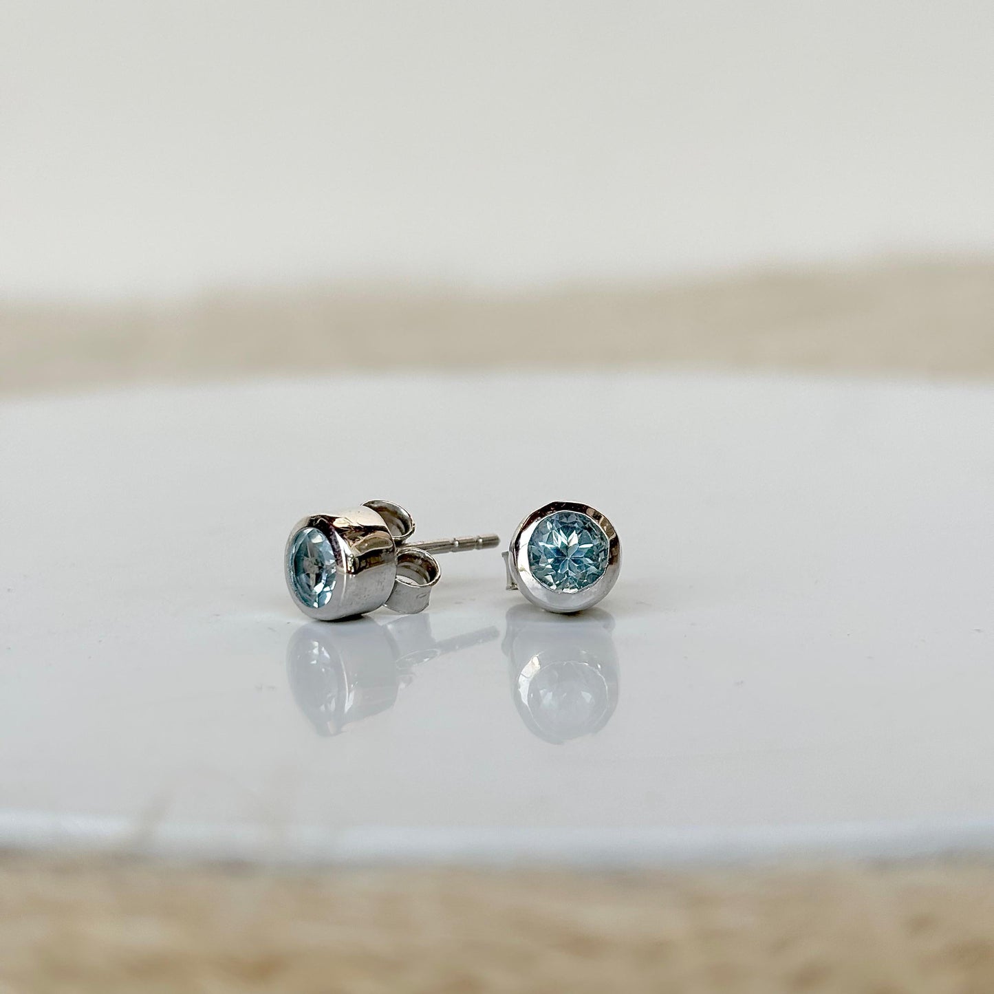 925 Pure Silver Natural Blue Topaz Studs