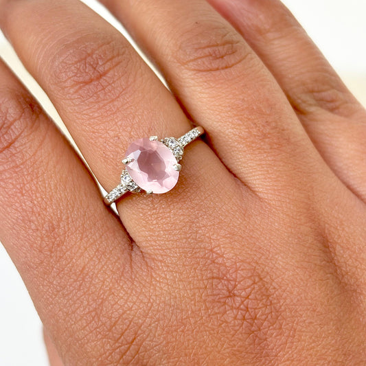 Natural Rose Quartz 925 Pure Silver (Certified)