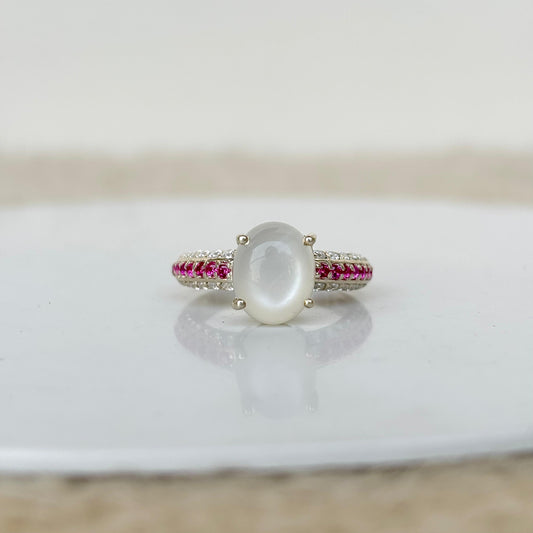 925 Pure Silver Natural Moonstone Statement Ring