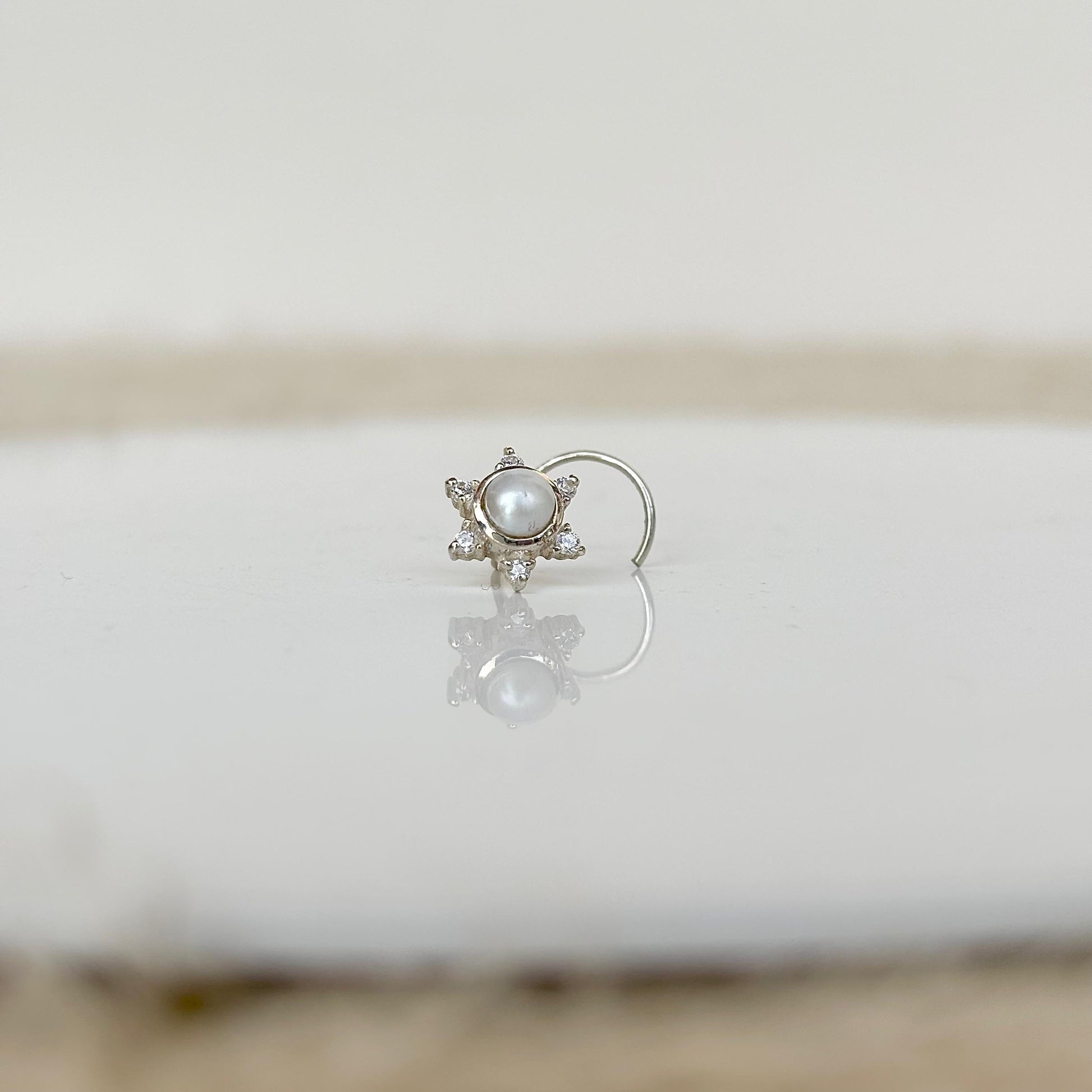 elegant pearl nose stud for women