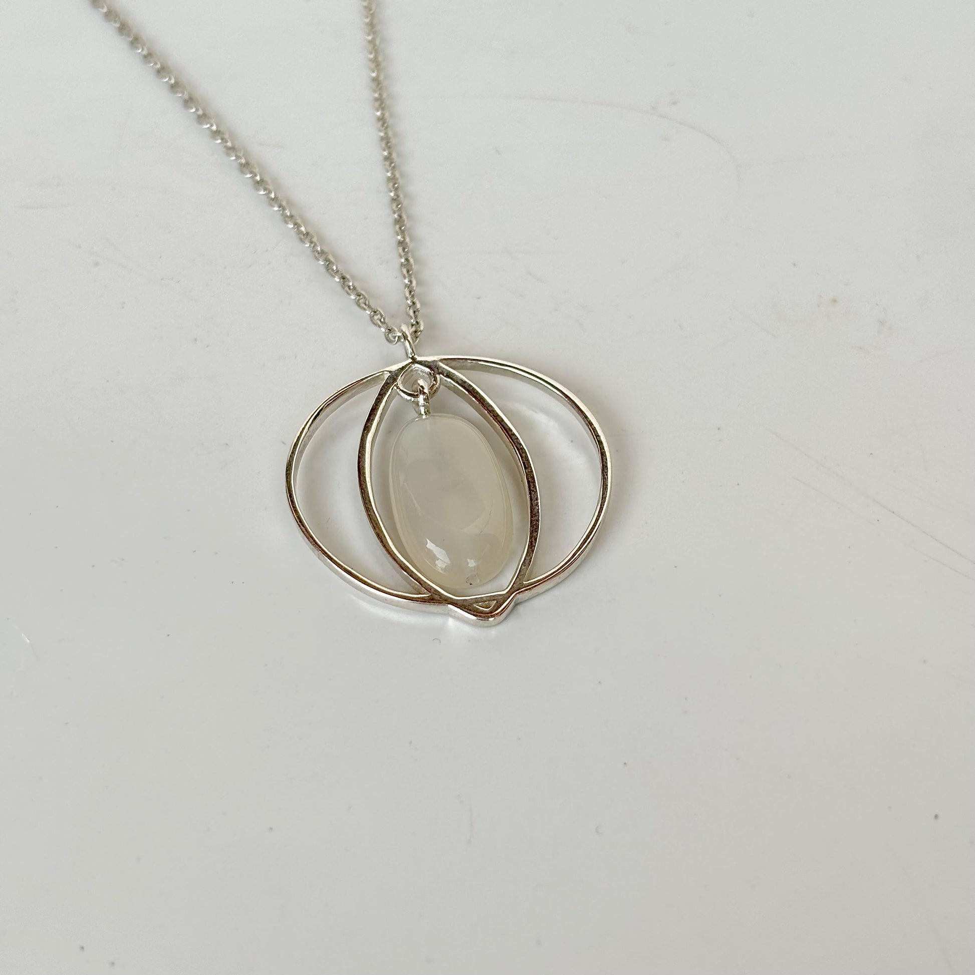 925 Sterling Silver Natural Moonstone Pendant – Elegant Handmade Jewelry