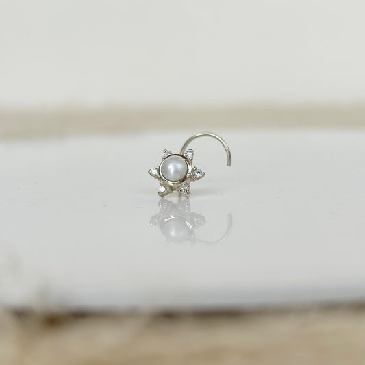 925 sterling silver pearl nose pin