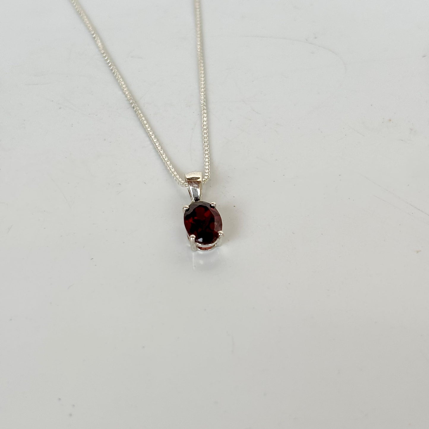 Natural garnet pendant in 925 sterling silver – January birthstone necklace for women