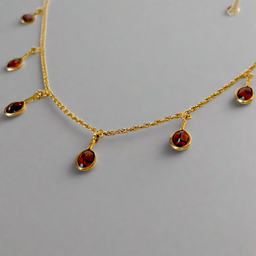 Natural garnet gemstone pendant in 925 sterling silver – January birthstone jewelry necklace