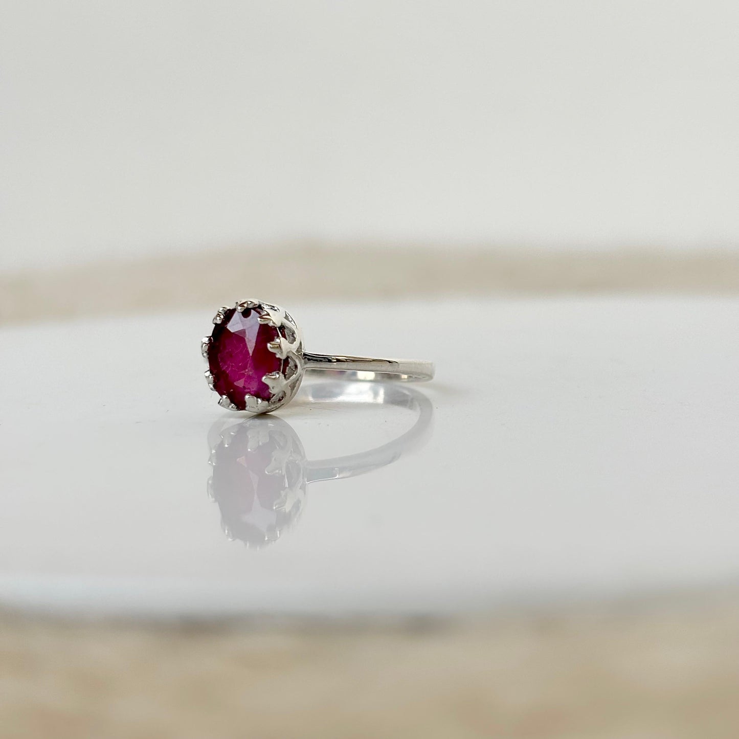 925 sterling silver ring with oval cut ruby gemstone – handcrafted elegant gemstone jewelry