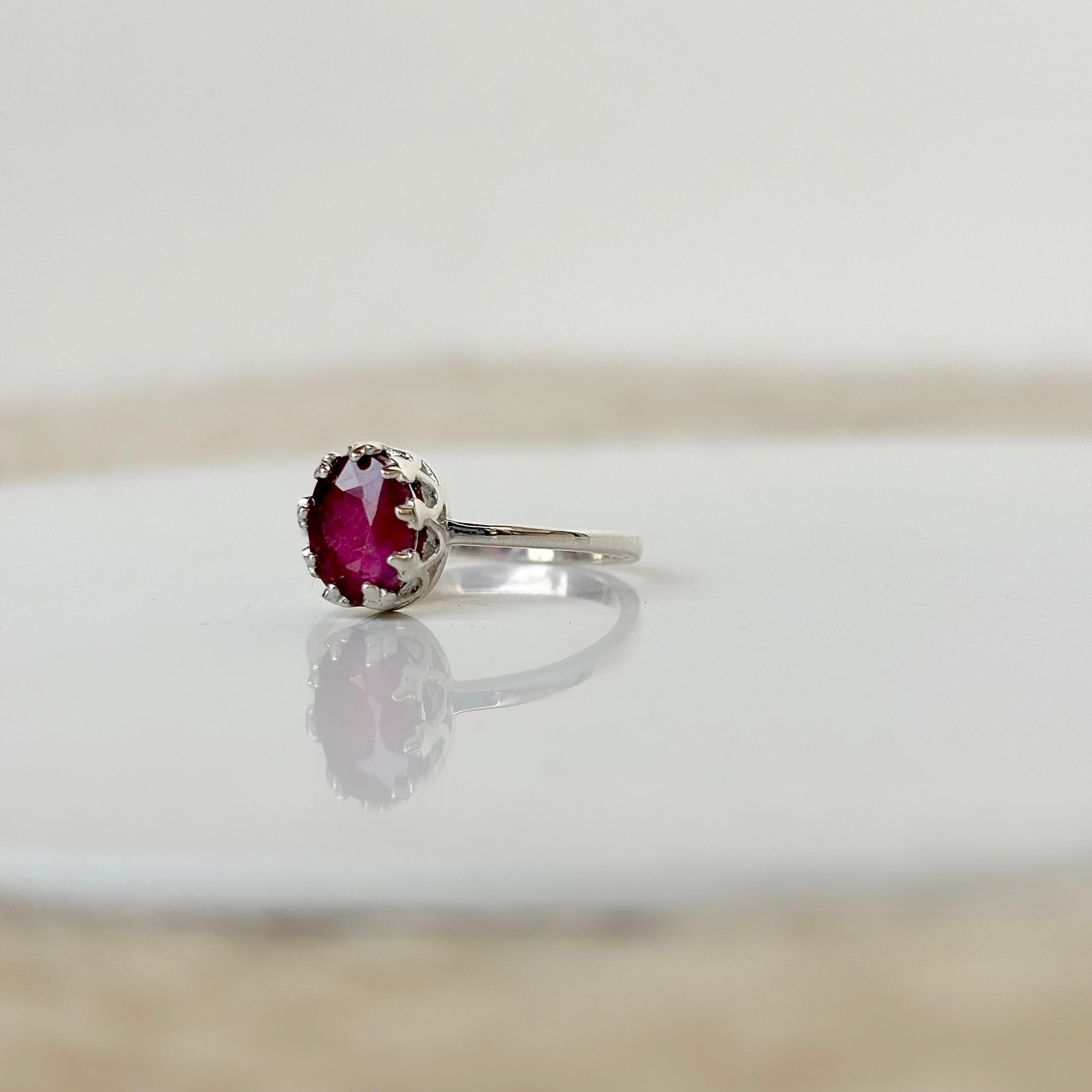 925 sterling silver ring with oval cut ruby gemstone – handcrafted elegant gemstone jewelry