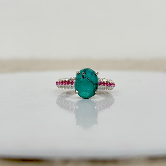 Natural turquoise statement ring in 925 sterling silver – bold gemstone fashion ring for women