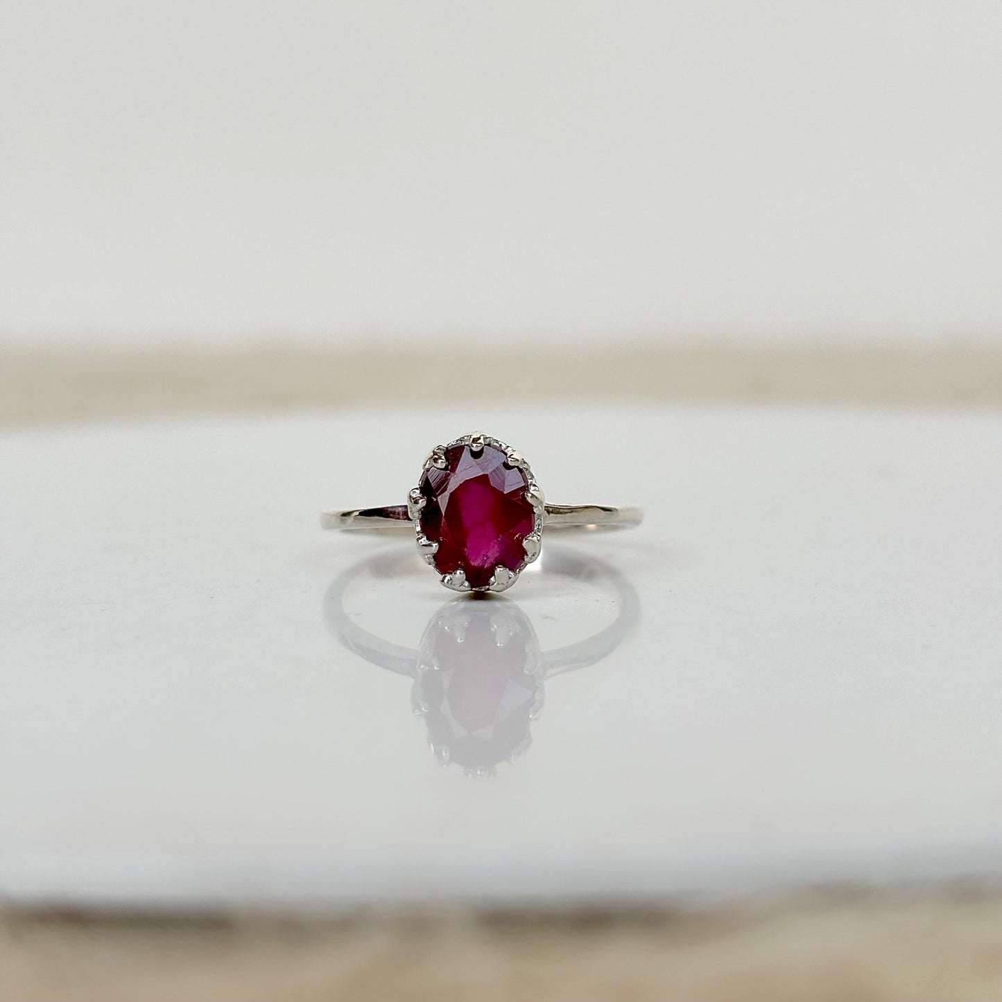 925 sterling silver ring with oval cut ruby gemstone – handcrafted elegant gemstone jewelry