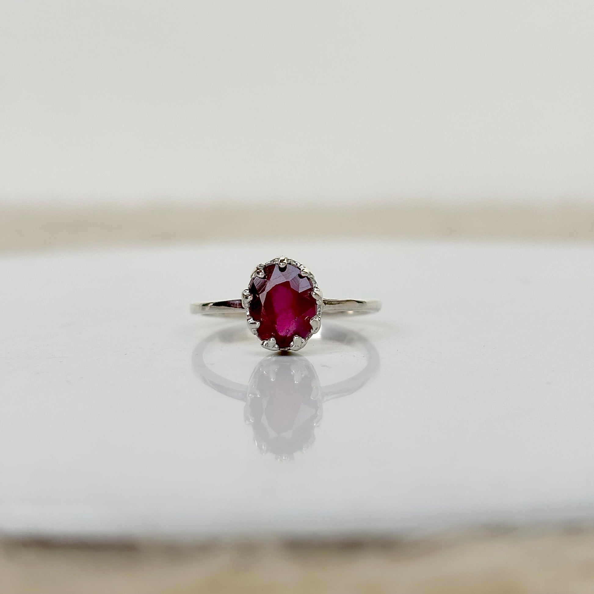 925 sterling silver ring with oval cut ruby gemstone – handcrafted elegant gemstone jewelry