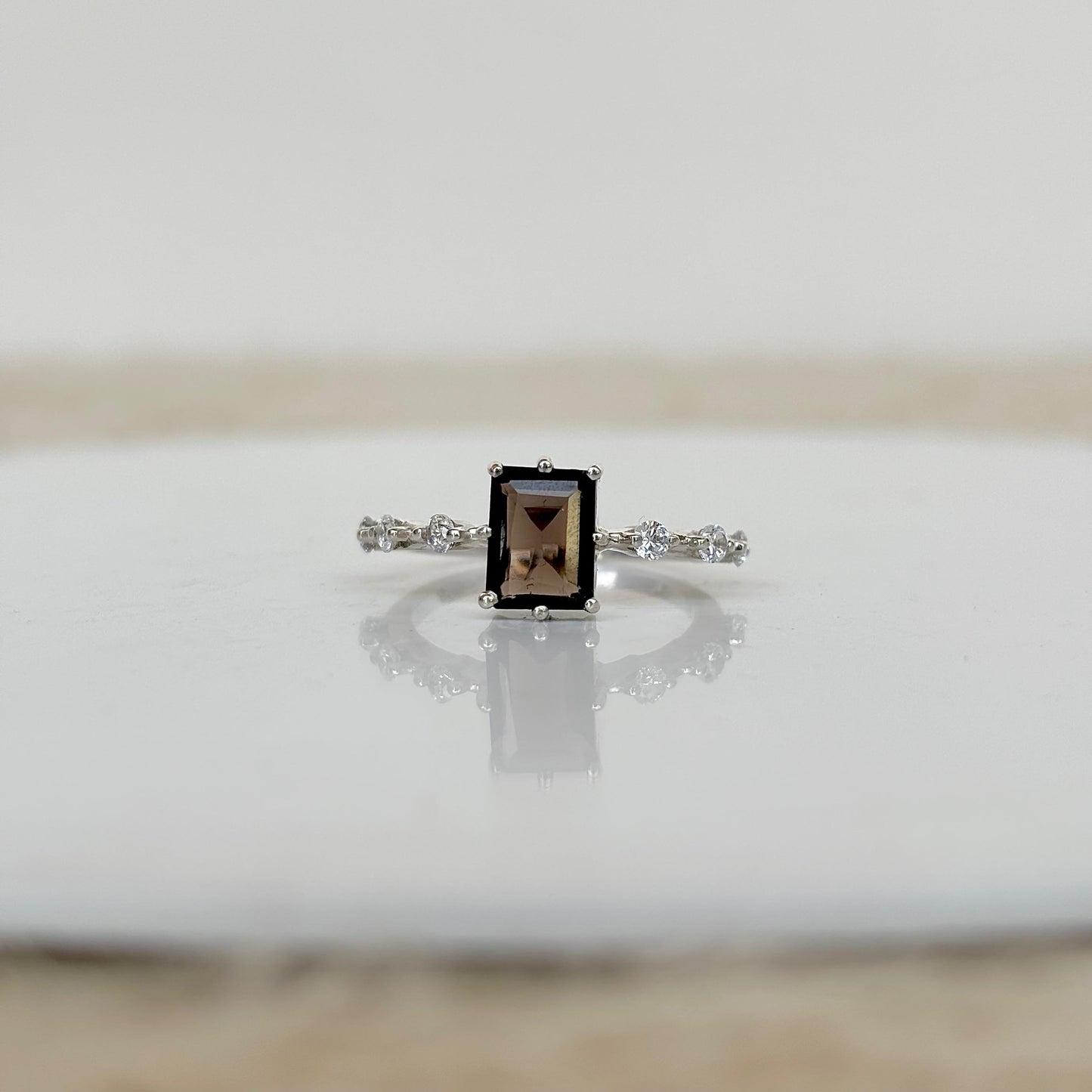 925 Pure Silver Natural Smoky Quartz Ring