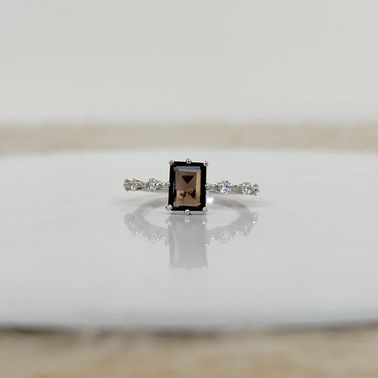 925 Pure Silver Natural Smoky Quartz Ring