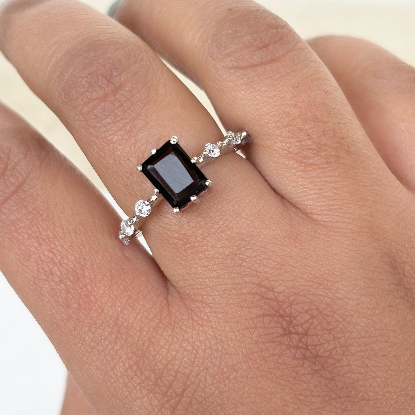 925 Pure Silver Natural Smoky Quartz Ring