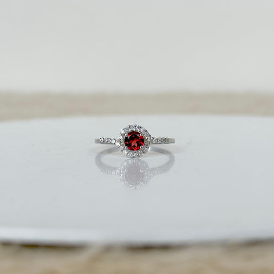 925 Pure Silver Natural Garnet Ring - January Birthstone