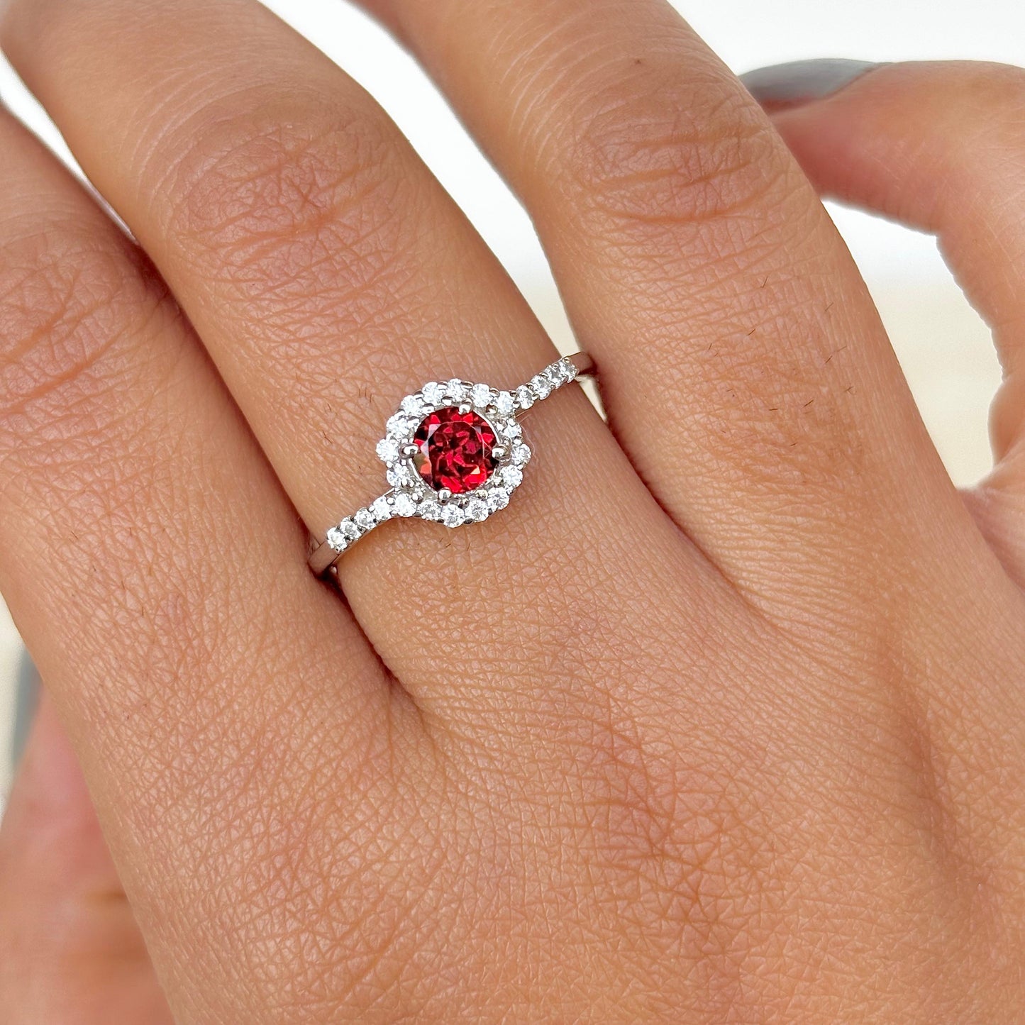 925 Pure Silver Natural Garnet Ring - January Birthstone